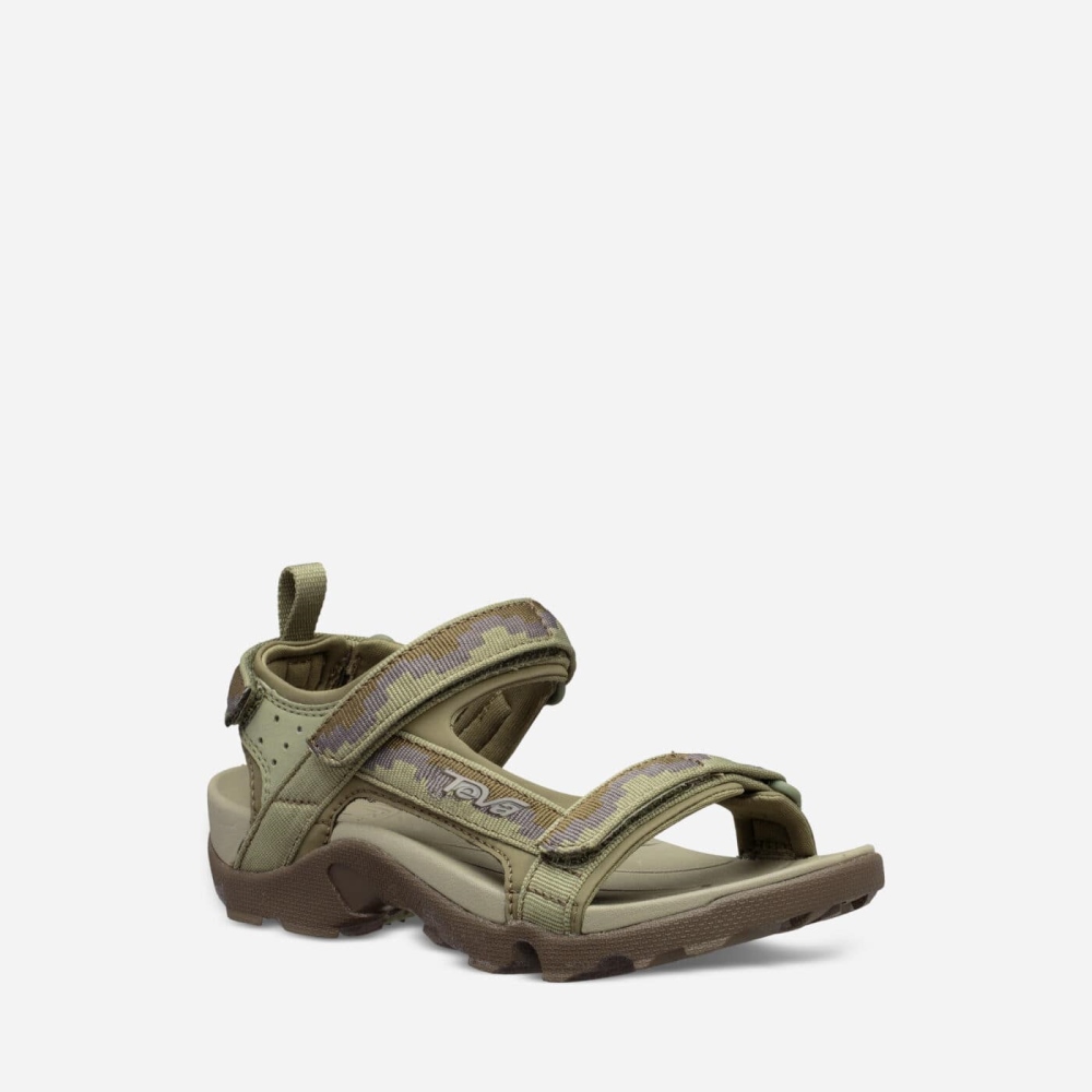 Teva Tanza - Kids' Teva Hiking Sandals - Dark Olive | India (IFJN19284)